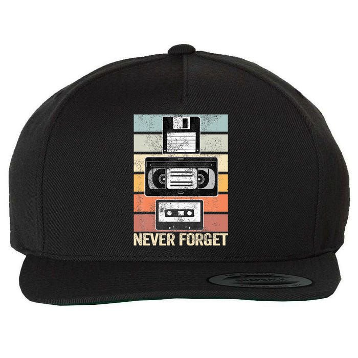 Never Forget Vintage Floppy Disk Vhs Tape 90s 80s Cassette Wool Snapback Cap