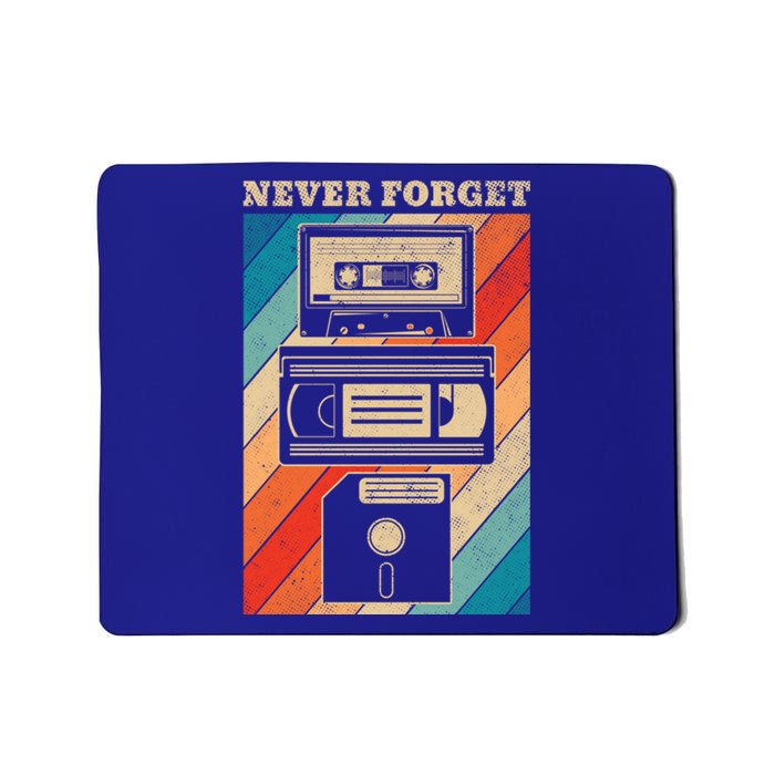 Never Forget Vintage Floppy Disk Vhs Tape 90s 80s Cassette Gift Mousepad