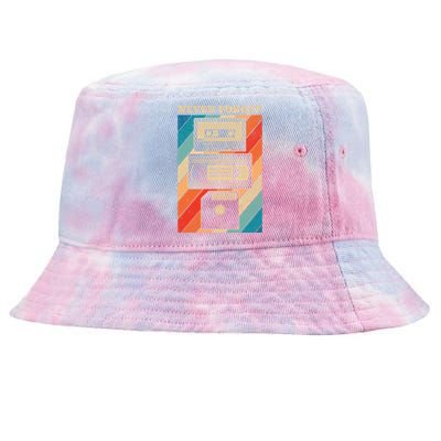 Never Forget Vintage Floppy Disk Vhs Tape 90s 80s Cassette Gift Tie-Dyed Bucket Hat