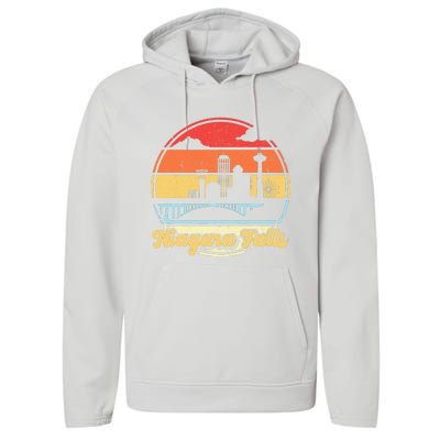 Niagara Falls Waterfall Vintage Matching Family Vacation Performance Fleece Hoodie