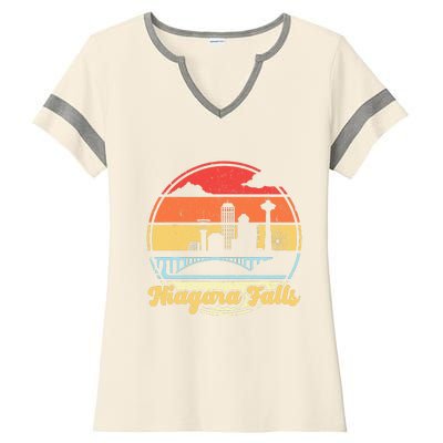 Niagara Falls Waterfall Vintage Matching Family Vacation Ladies Halftime Notch Neck Tee