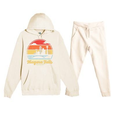 Niagara Falls Waterfall Vintage Matching Family Vacation Premium Hooded Sweatsuit Set