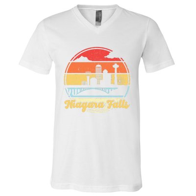 Niagara Falls Waterfall Vintage Matching Family Vacation V-Neck T-Shirt