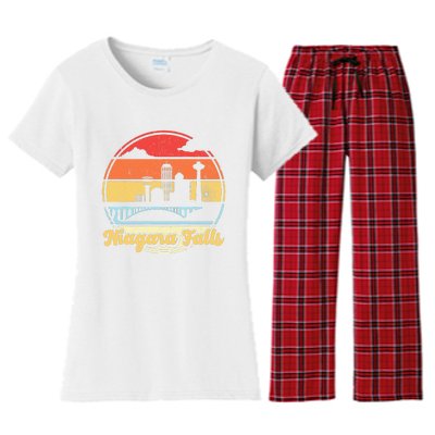 Niagara Falls Waterfall Vintage Matching Family Vacation Women's Flannel Pajama Set