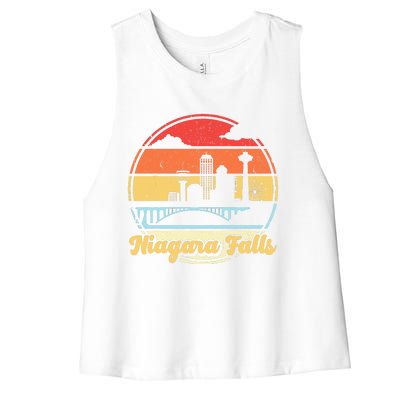 Niagara Falls Waterfall Vintage Matching Family Vacation Women's Racerback Cropped Tank