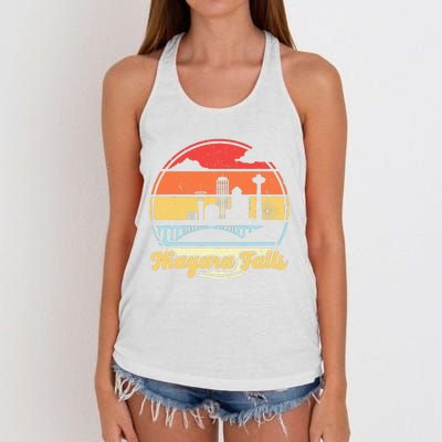 Niagara Falls Waterfall Vintage Matching Family Vacation Women's Knotted Racerback Tank