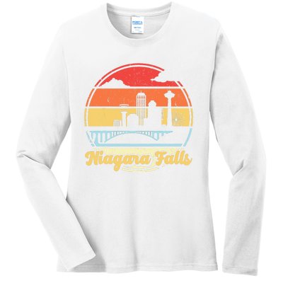 Niagara Falls Waterfall Vintage Matching Family Vacation Ladies Long Sleeve Shirt