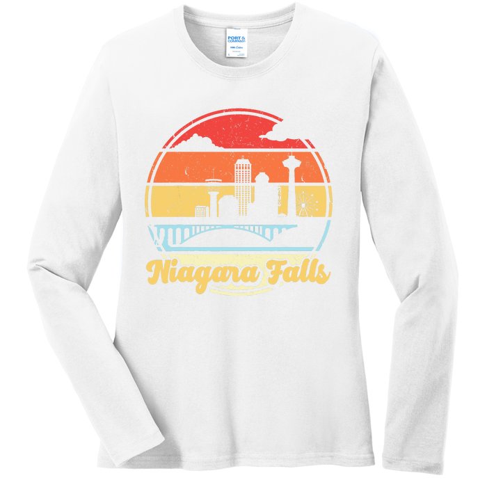 Niagara Falls Waterfall Vintage Matching Family Vacation Ladies Long Sleeve Shirt