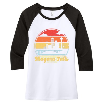 Niagara Falls Waterfall Vintage Matching Family Vacation Women's Tri-Blend 3/4-Sleeve Raglan Shirt