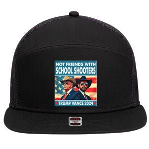 Not Friends With School Shooter Trump Vance 2024 7 Panel Mesh Trucker Snapback Hat