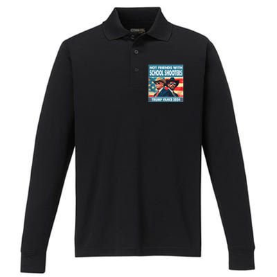 Not Friends With School Shooter Trump Vance 2024 Performance Long Sleeve Polo