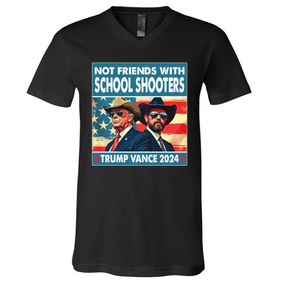 Not Friends With School Shooter Trump Vance 2024 V-Neck T-Shirt