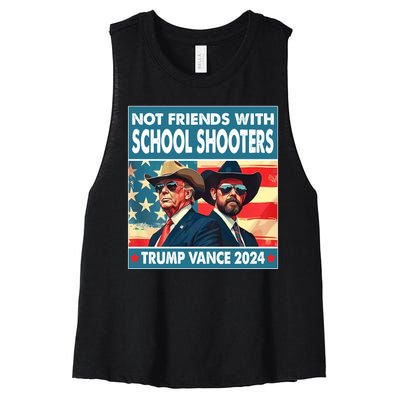 Not Friends With School Shooter Trump Vance 2024 Women's Racerback Cropped Tank