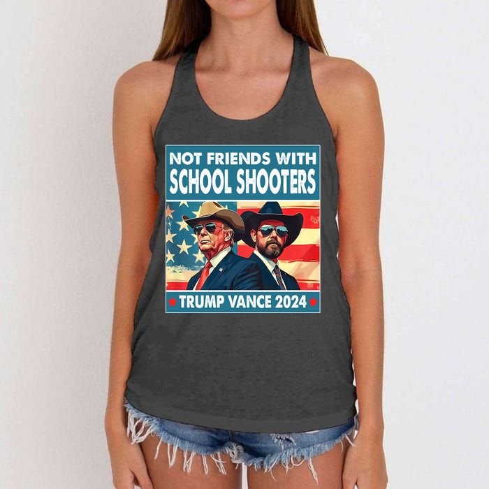 Not Friends With School Shooter Trump Vance 2024 Women's Knotted Racerback Tank