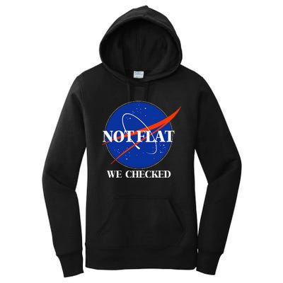 Not Flat We Checked Funny Flat Earth Women's Pullover Hoodie