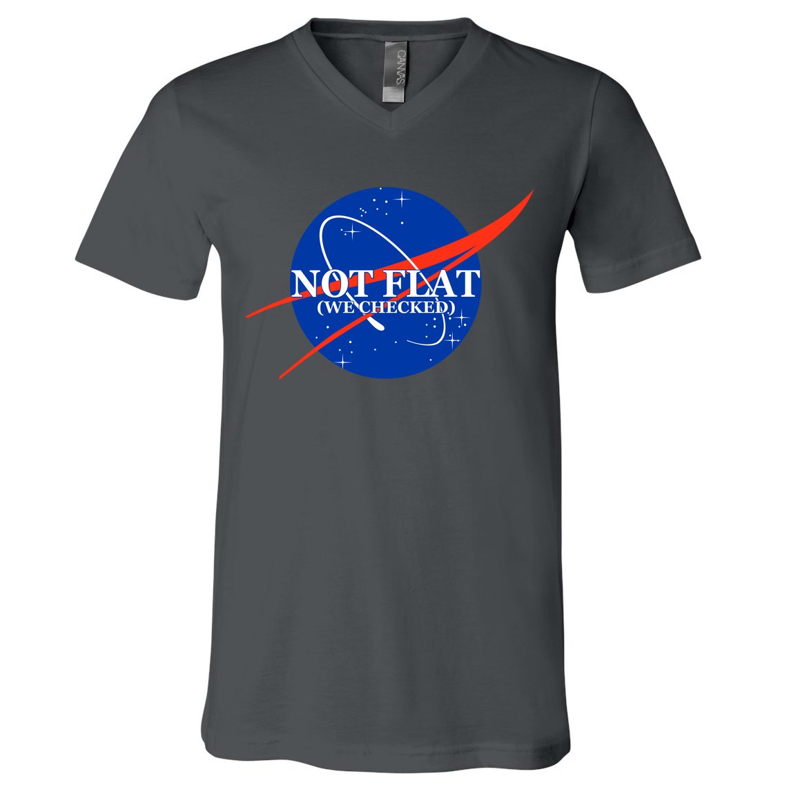 Not Flat We Checked Nasa Anti Flat Earth V-Neck T-Shirt
