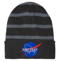 Not Flat We Checked Nasa Anti Flat Earth Striped Beanie with Solid Band