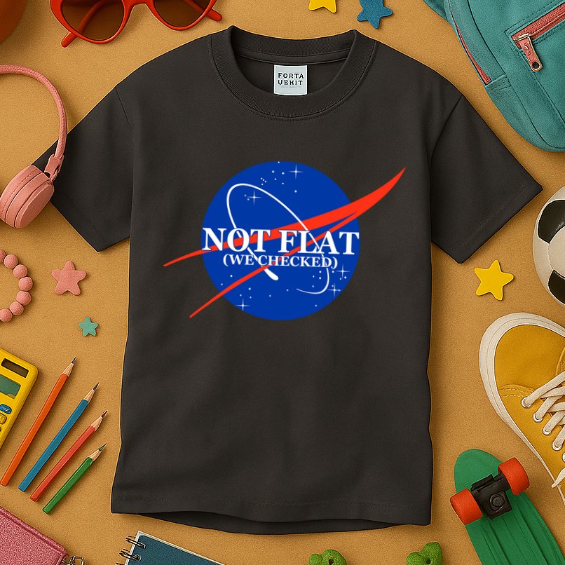 Not Flat We Checked Nasa Anti Flat Earth Kids T-Shirt