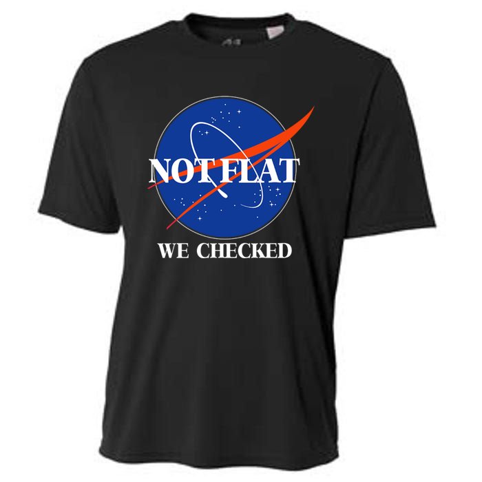 Not Flat We Checked Earth Is Flat Funny Conspiracy Flat Society Cooling Performance Crew T-Shirt