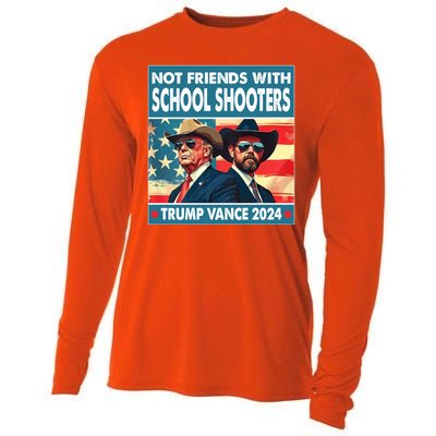 Not Friends With School Shooters Trump Vance 2024 Funny Cooling Performance Long Sleeve Crew