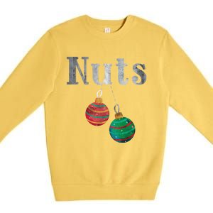 Nuts Funny Xmas Chestnuts Matching Couples Christmas Chest Great Gift Premium Crewneck Sweatshirt