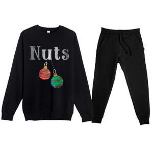 Nuts Funny Xmas Chestnuts Matching Couples Christmas Chest Great Gift Premium Crewneck Sweatsuit Set