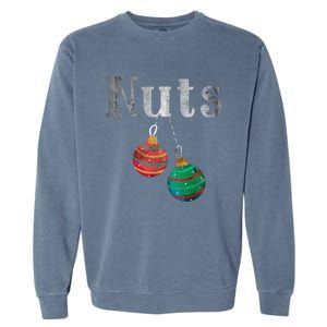 Nuts Funny Xmas Chestnuts Matching Couples Christmas Chest Great Gift Garment-Dyed Sweatshirt