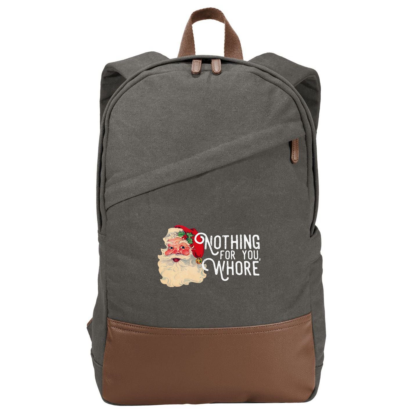 Nothing For You Whore Funny Santa Claus Christmas Vintage Gift Cotton Canvas Backpack
