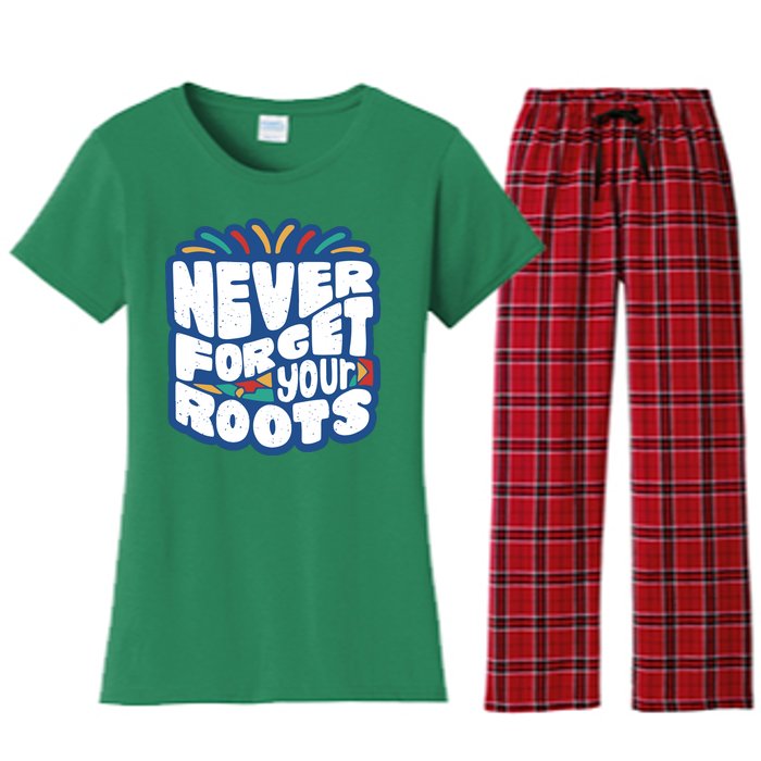 Never Forget Your Roots Black History Month Women's Flannel Pajama Set