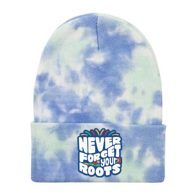 Never Forget Your Roots Black History Month Tie Dye 12in Knit Beanie