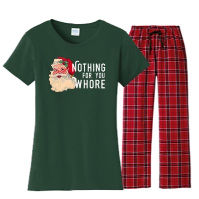 Nothing For You Whore Funny Santa Christmas Women's Flannel Pajama Set