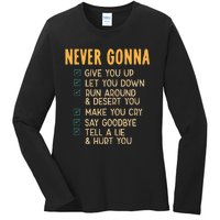 Never Gonna 80s Music Retro Lyrics Ladies Long Sleeve Shirt