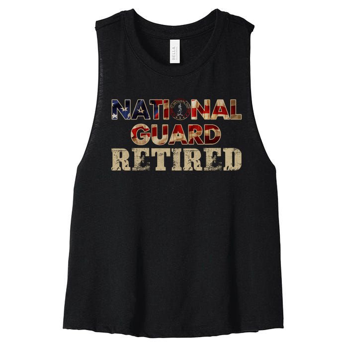 National Guard American Flag Proud Patriotic Women's Racerback Cropped Tank