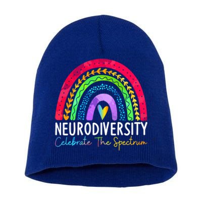 Neurodiversity Gift Autism Spectrum Asd Adhd Rainbow Boho Cute Gift Short Acrylic Beanie