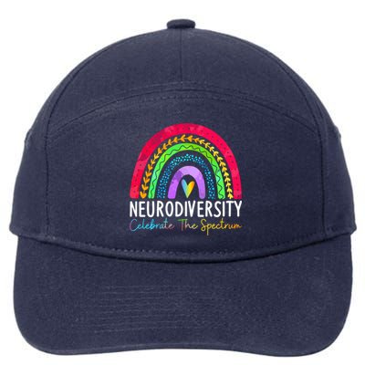 Neurodiversity Gift Autism Spectrum Asd Adhd Rainbow Boho Cute Gift 7-Panel Snapback Hat