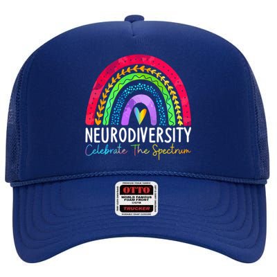 Neurodiversity Gift Autism Spectrum Asd Adhd Rainbow Boho Cute Gift High Crown Mesh Back Trucker Hat