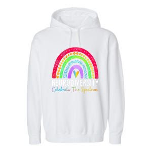 Neurodiversity Gift Autism Spectrum Asd Adhd Rainbow Boho Cute Gift Garment-Dyed Fleece Hoodie