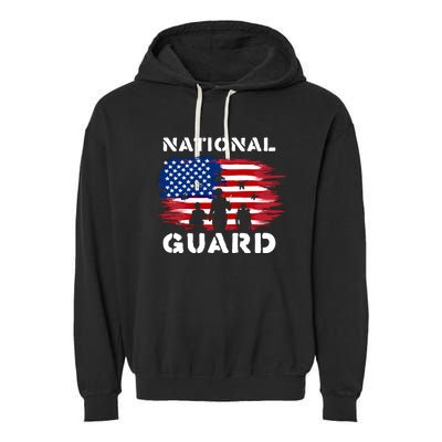 National Guard American Flag Proud Patriotic Gift Garment-Dyed Fleece Hoodie