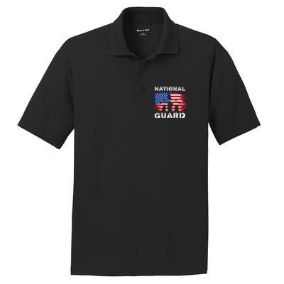 National Guard American Flag Proud Patriotic Gift PosiCharge RacerMesh Polo