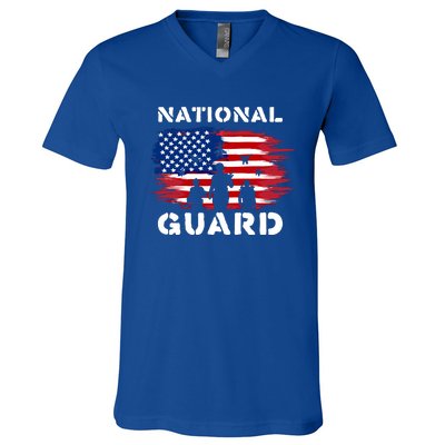 National Guard American Flag Proud Patriotic Gift V-Neck T-Shirt