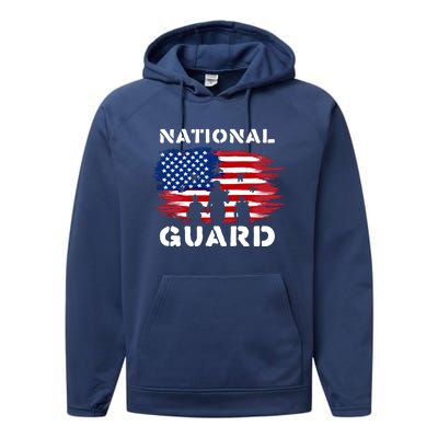 National Guard American Flag Proud Patriotic Gift Performance Fleece Hoodie