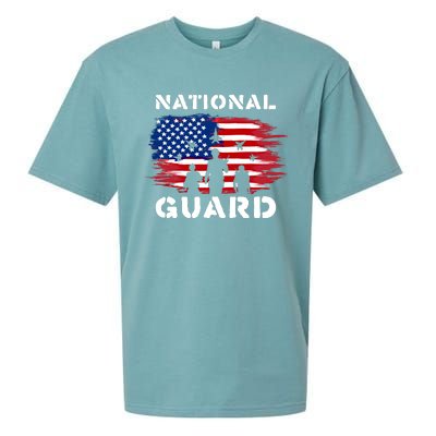 National Guard American Flag Proud Patriotic Gift Sueded Cloud Jersey T-Shirt