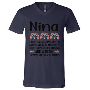 Nina Grandmother Appreciation Nina Grandma Rainbow V-Neck T-Shirt