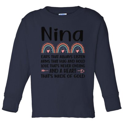 Nina Grandmother Appreciation Nina Grandma Rainbow Toddler Long Sleeve Shirt