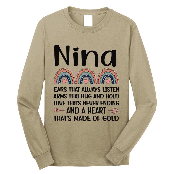 Nina Grandmother Appreciation Nina Grandma Rainbow Long Sleeve Shirt