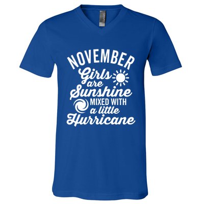 November Girls Are Sunshine Mixed With A Hurricane Dark Gift V-Neck T-Shirt