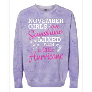 November Girls Are Sunshine Mixed With A Little Hurricane Cute Gift Colorblast Crewneck Sweatshirt