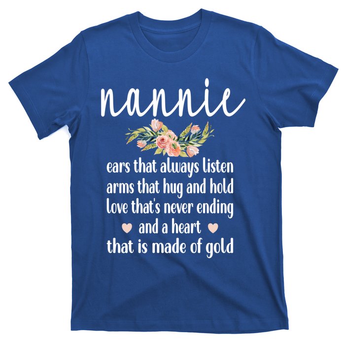 Nannie Grandmother Appreciation Flowers Nannie Grandma Gift T-Shirt