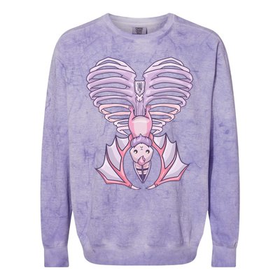 Nu Goth Aesthetic Cute Pastel Goth Bat Ribcage Colorblast Crewneck Sweatshirt