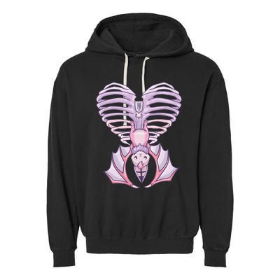 Nu Goth Aesthetic Cute Pastel Goth Bat Ribcage Garment-Dyed Fleece Hoodie